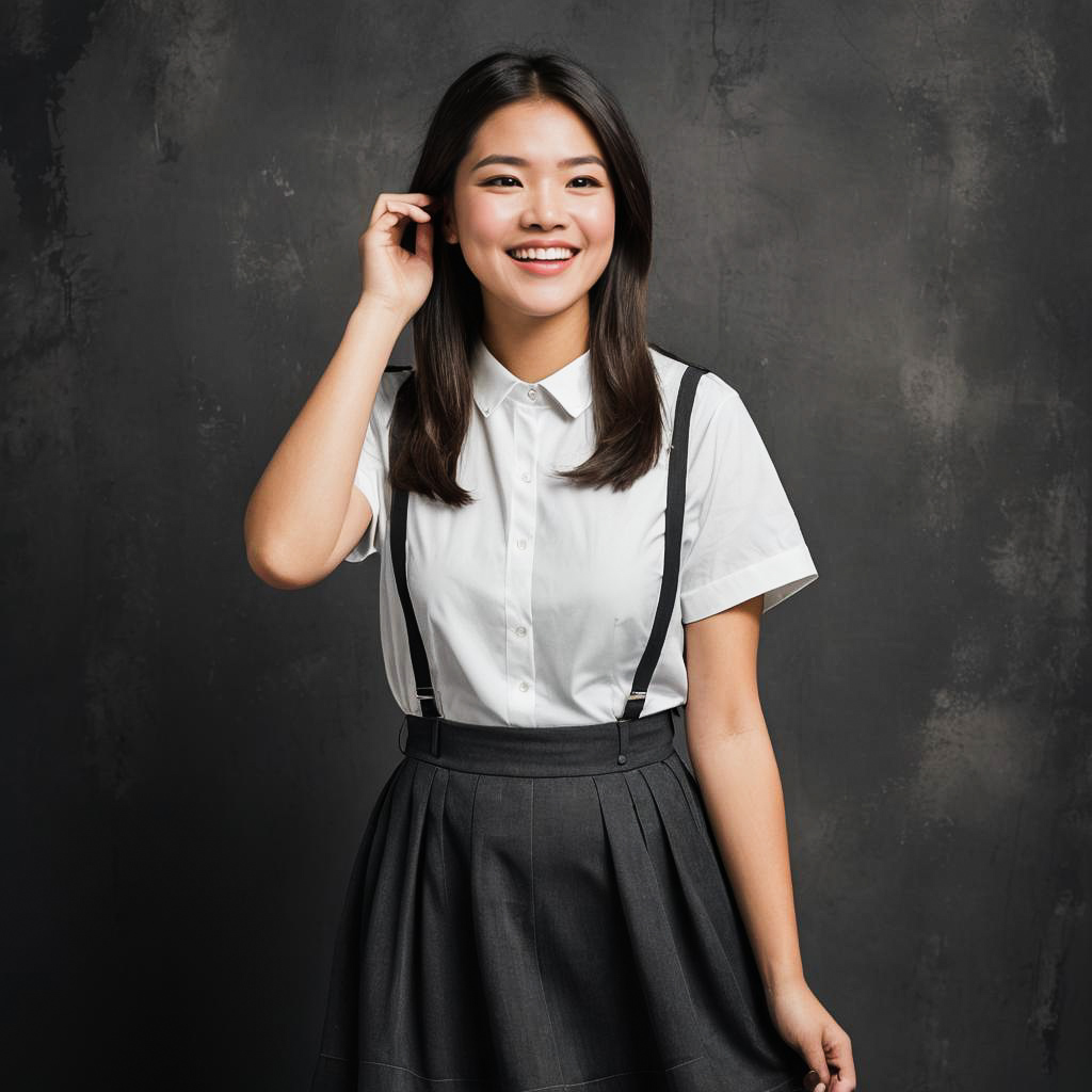 Playful Teenage Girl in Maid Outfit