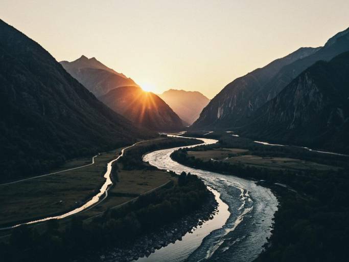 Serene Mountain Landscape at Sunset