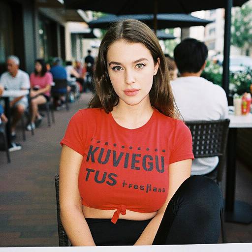Woman in Red Casual Outfit Outdoors