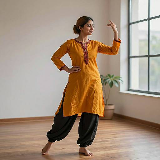 Smiling Woman in Traditional Dance Costume