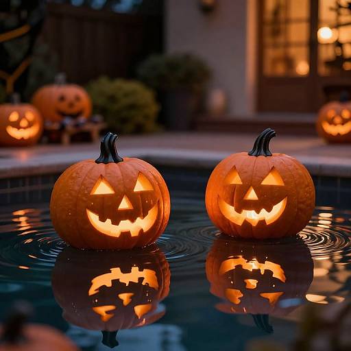 Serene Floating Jack-O'-Lanterns