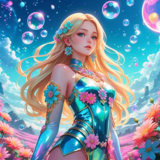 Enchanting Fantasy Woman in Iridescent Attire