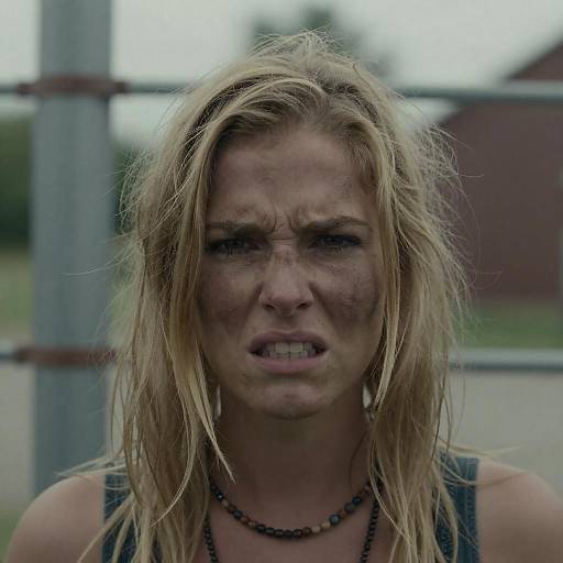 Intense Close-Up of Disheveled Blonde Woman