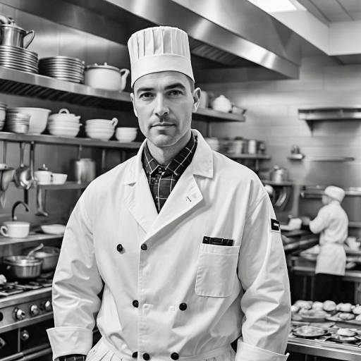 Chef in Smalt Wool Attire in Grayscale