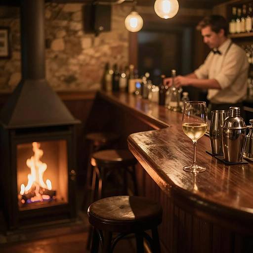 Cozy Rustic Bar with Warm Ambiance