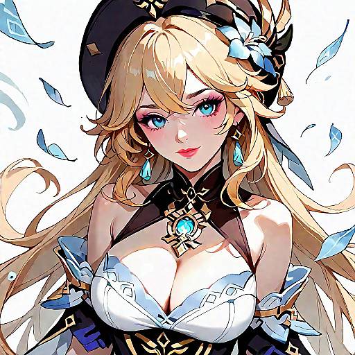 Navia in Floral Hat and Dress