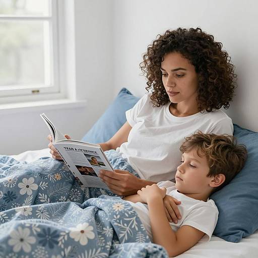 Cozy Bedroom Moment with Curly-Haired Woman