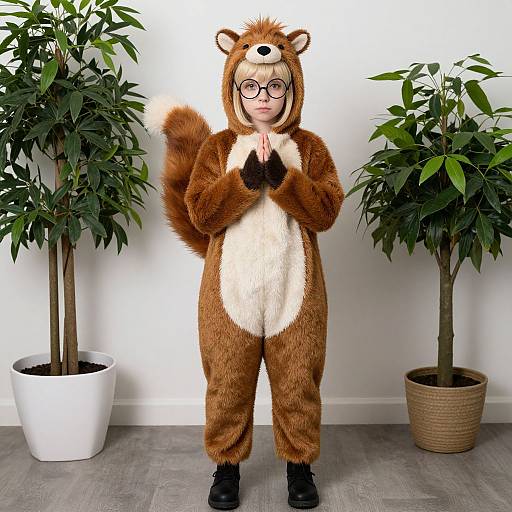 Blonde Girl in Skunk Kigurumi Costume