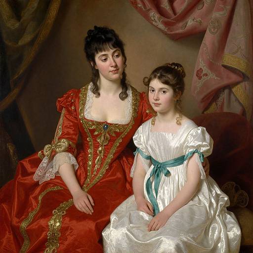 Classical Portrait of Mother and Daughter