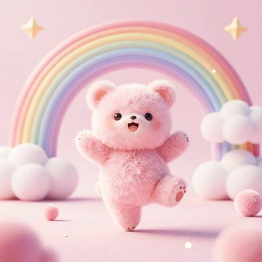 Whimsical Soft Pink Rainbow Dance