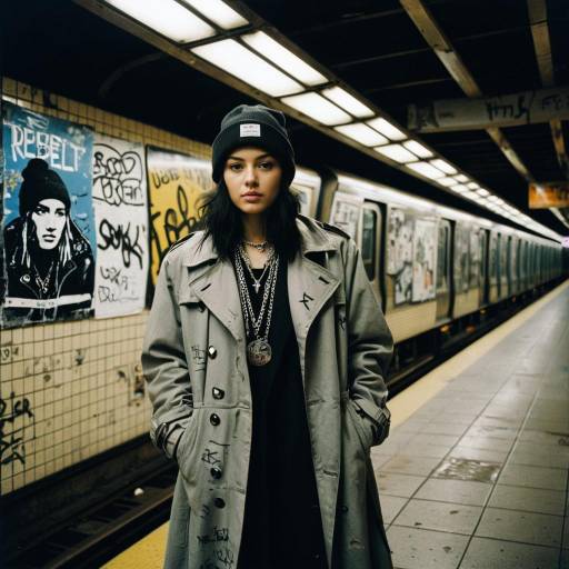 Edgy Woman in Graffiti Subway Station