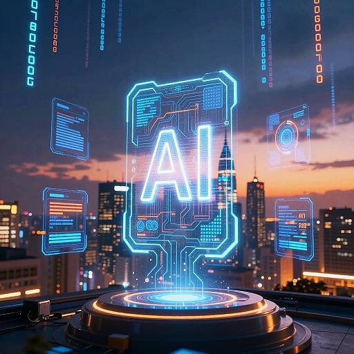 Futuristic AI Holographic Banner