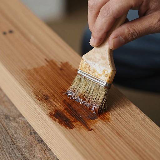 Close-Up of Wood Staining Process