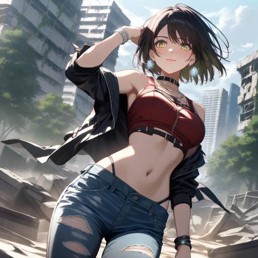Confident Woman in Post-Apocalyptic City