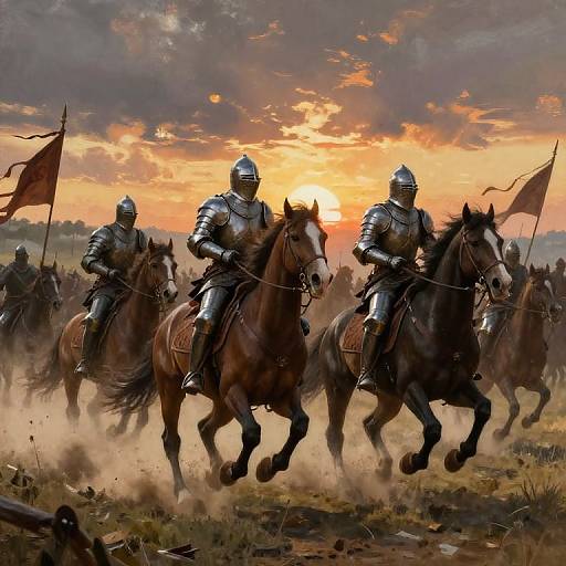 Medieval Battlefield with Galloping Horses