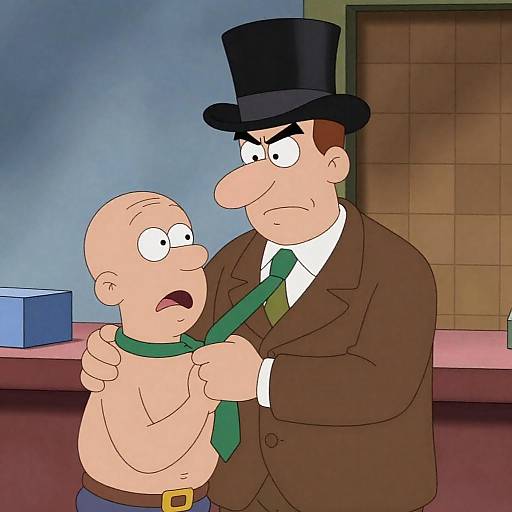 Intense Cartoon Encounter Between Two Men