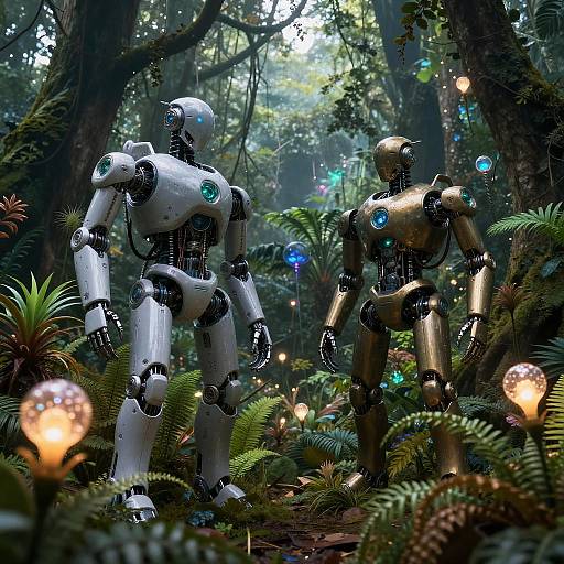 Bioluminescent Forest of Machines and Nature