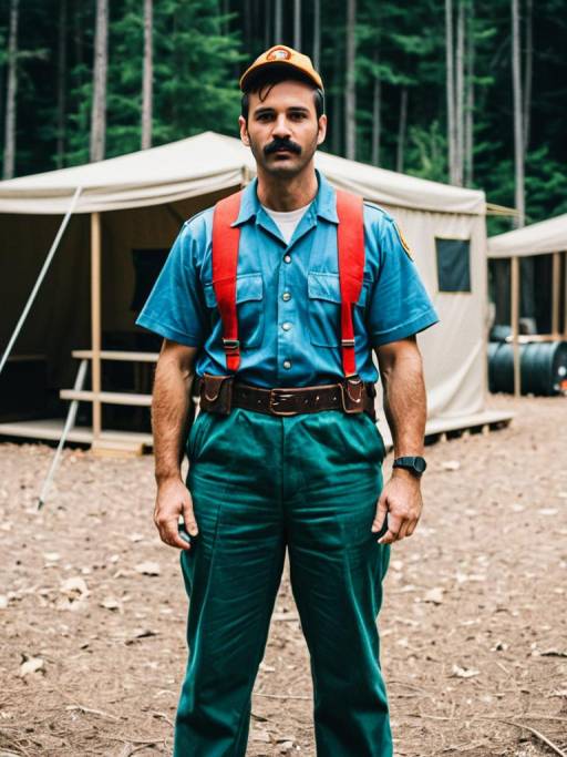 Man in Camp Counselor Costume Standing Outdoors