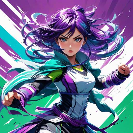 Fierce Anime Fighter in Dynamic Style