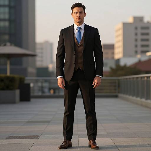 Confident Man in Formal Suit in Urban Setting