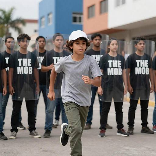Youth in Motion Amidst Urban Tension