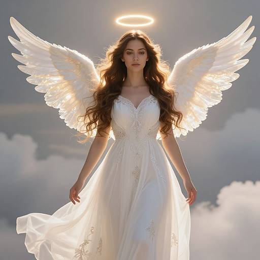 Elegant Divine Angel in Heavenly Landscape
