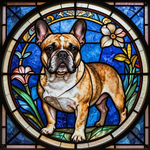 Vibrant French Bulldog Stained Glass