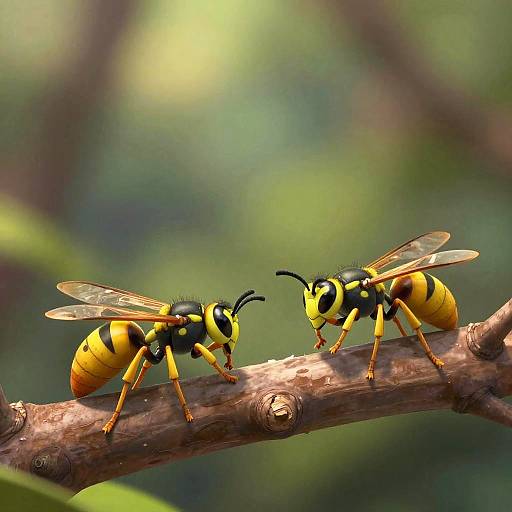 Vibrant 2D Animated Yellow Wasps