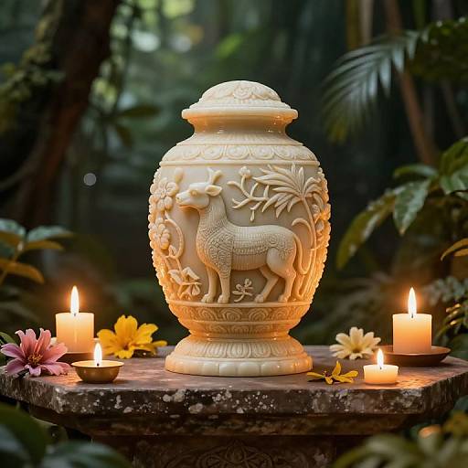 Ivory Urn on Ancient Altar