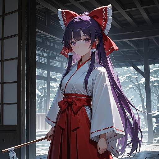 Illustration of Hakurei reimu (pc-98), touhou in the style of Lazyprocrastinator