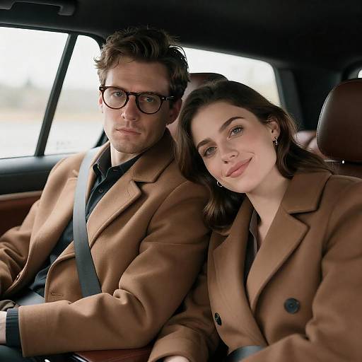 Couple in Car with Warm Lighting