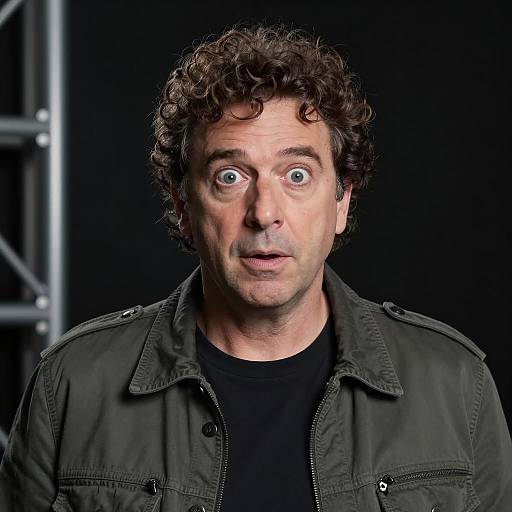 Surprised Man in Dark Green Jacket