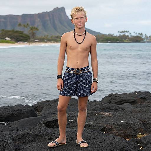Blonde Boy in Honolulu Costume