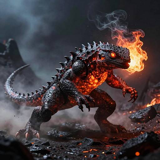 Fierce Ember-Lizard Headbutt Attack