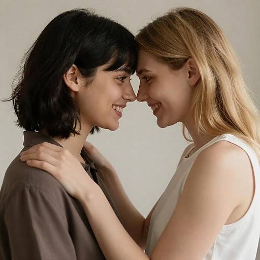 Intimate Portrait of Two Smiling Women
