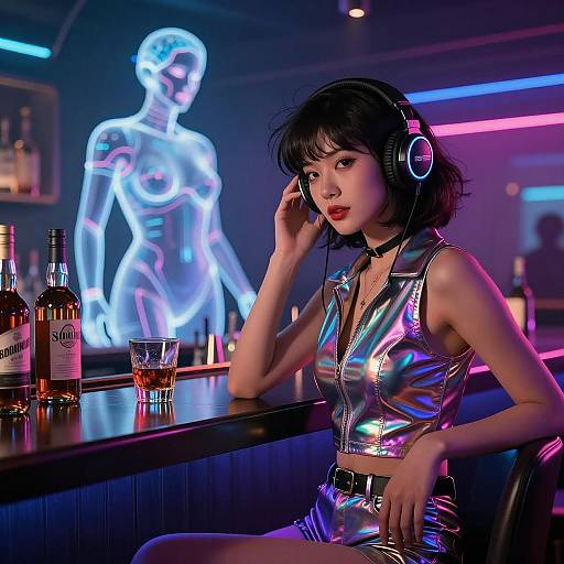 Futuristic Cyberpunk Club Scene Artwork