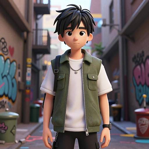 3D Anime Urban Hipster Scene