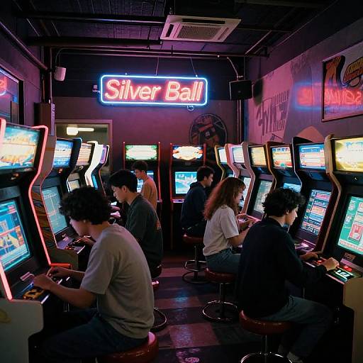 Vintage 80s Neon Arcade Scene