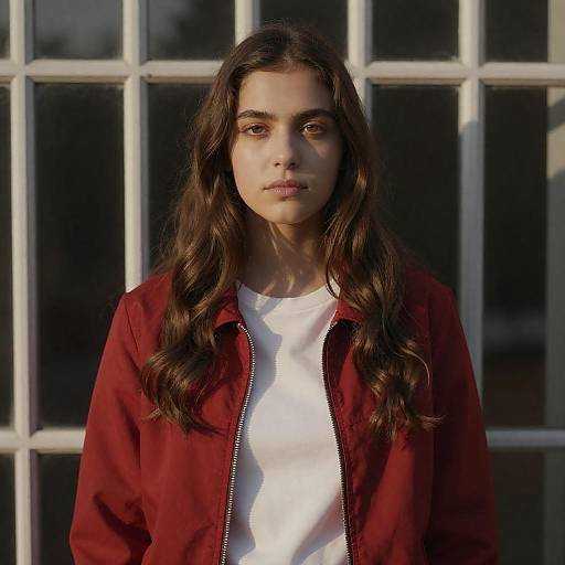 Young Woman in Red Jacket Photograph