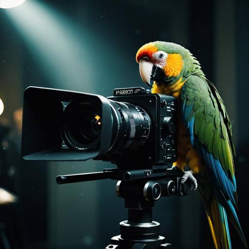 Colorful Parrot Perched on Professional Video Camera