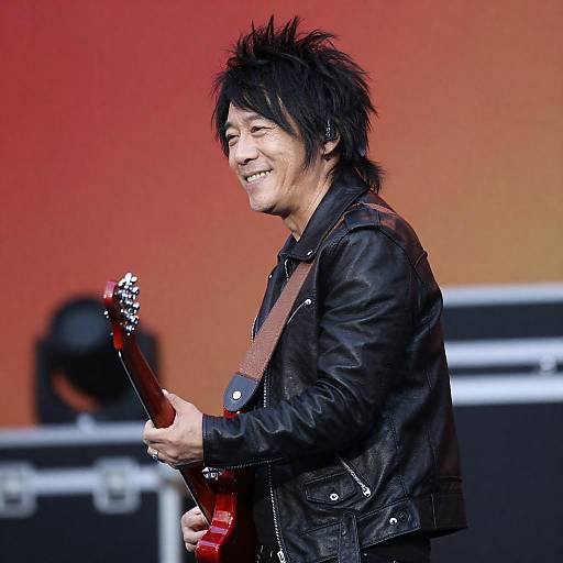 Spiky Black-Haired Rock Guitarist Portrait