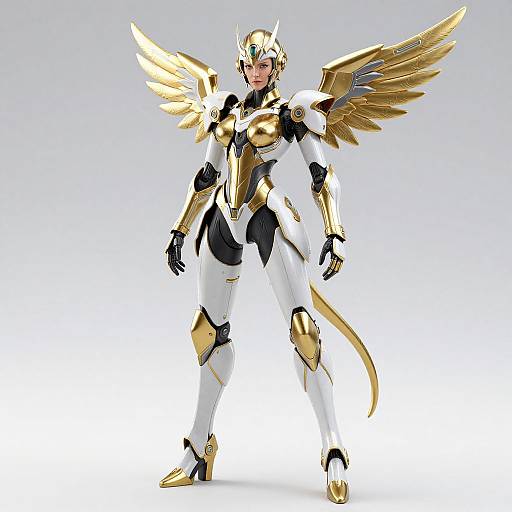 Futuristic Android Woman with Wings