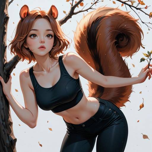 Mischievous Squirrel Girl Climbing a Tree Mischievous Squirrel Girl Climbing a Tree