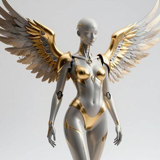 Futuristic Cyberpunk Cyborg with Wings