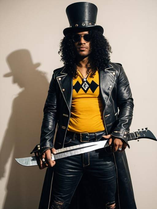 Man in Slash-Inspired Rocker Costume