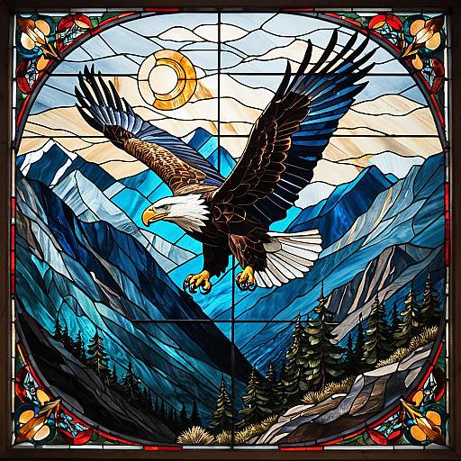 Vibrant Eagle Stained Glass Artwork Photo