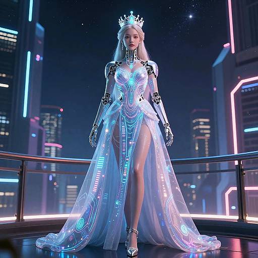 Sci-Fi Princess on Futuristic Balcony