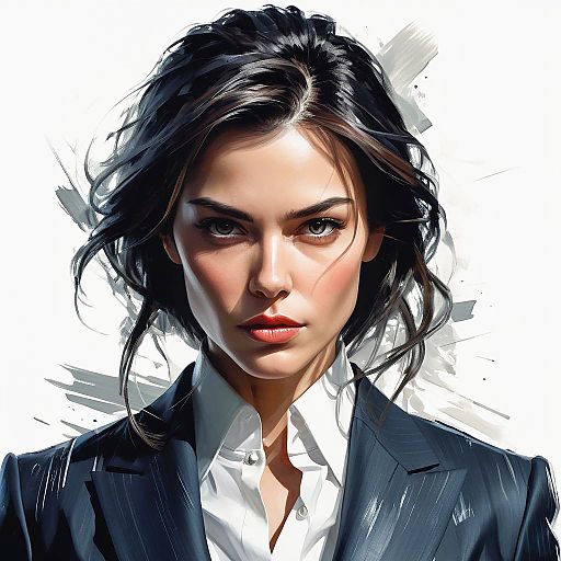 Fierce Businesswoman Portrait in Brushstrokes