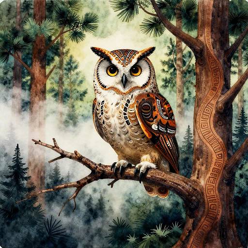Surreal Owl Morphing Into Tree Branches