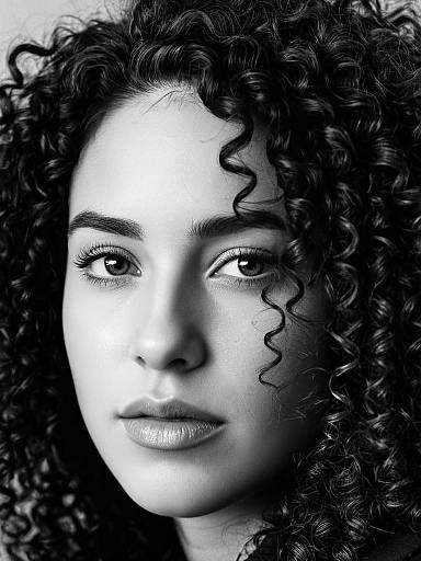 Close-up Portrait of Woman with Curly Hair